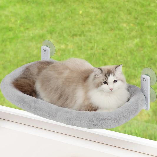 HIDOG Foldable Cat Window Perch, Washable Cat Window Bed with 4 Large Premium Suction Cups & Sturdy Metal Frame,Cat Window Hammock for Large Cats and Kittens (Holds 40Lbs, Gray)